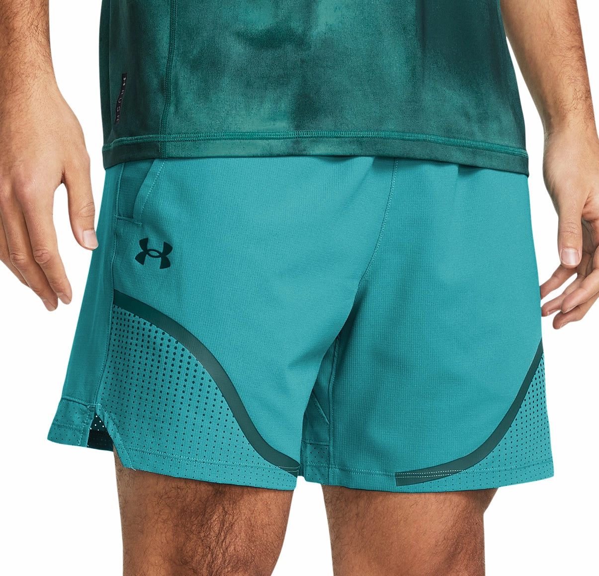 Under Armour Vanish Woven 6 Inch Mens Training Shorts - Green StainlessZippers AdaptiveFit