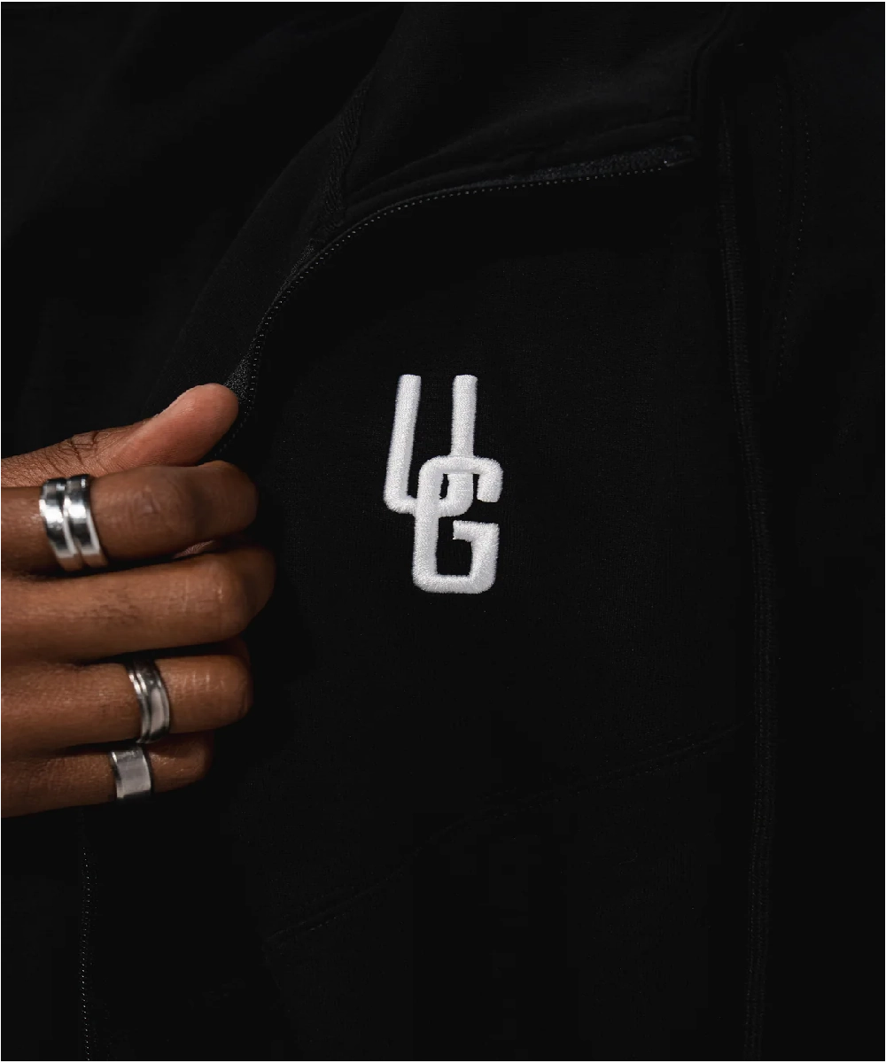 UNDRGROUND 3D Embroidered Zip Up Hoodie (Black) HypoallergenicMaterial