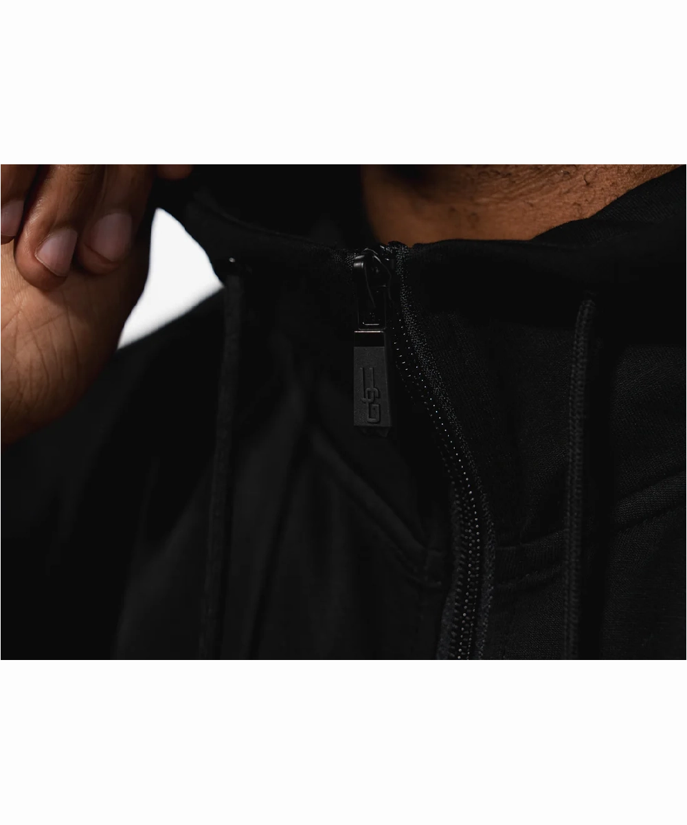 UNDRGROUND 3D Embroidered Zip Up Hoodie (Black) FlatlockStitching