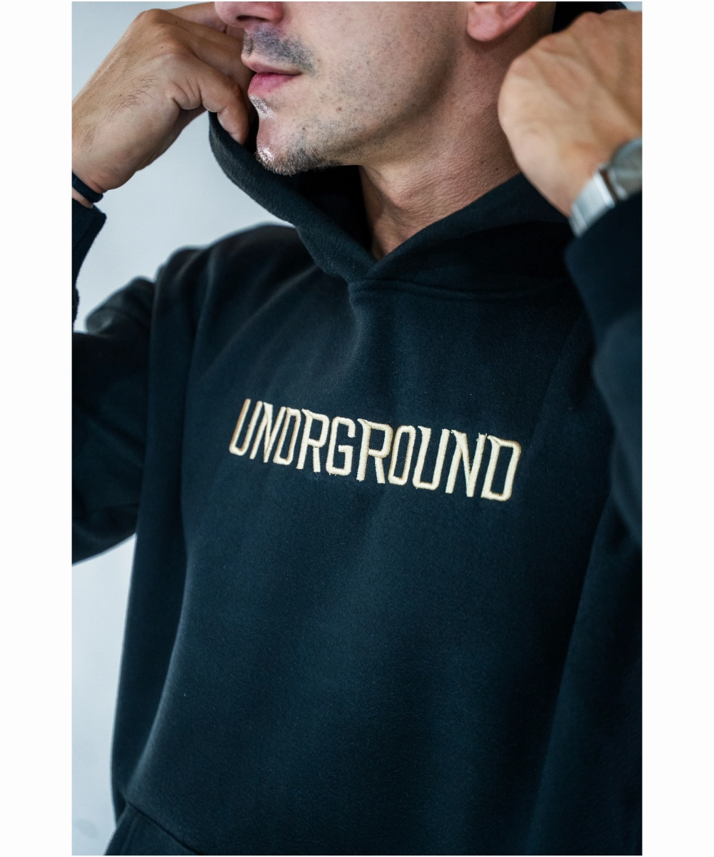 AntiPillingFabric Quick Wear UNDRGROUND ??Moving In Silence??Hoodie (Black/Tan Hoodie)