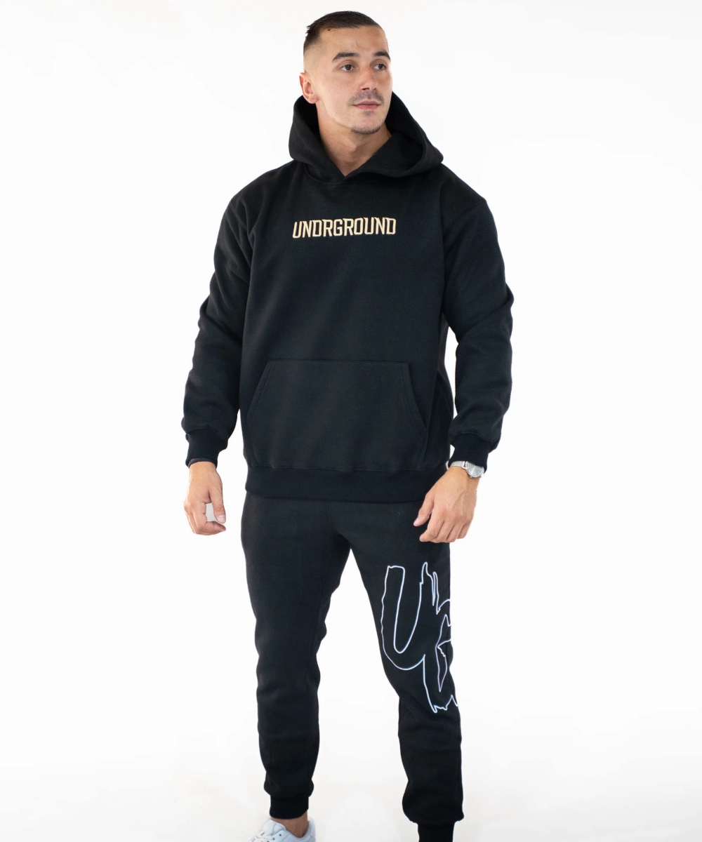 Dream Base Village Charm UNDRGROUND ??Moving In Silence??Hoodie (Black/Tan Hoodie)
