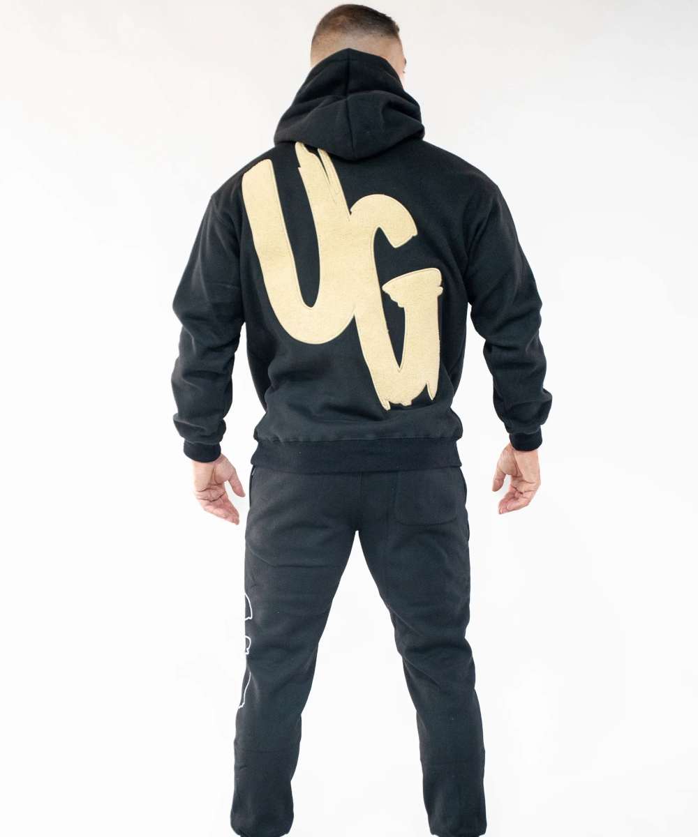 UNDRGROUND ??Moving In Silence??Hoodie (Black/Tan Hoodie) WaterRepellentFinish Evening Glow