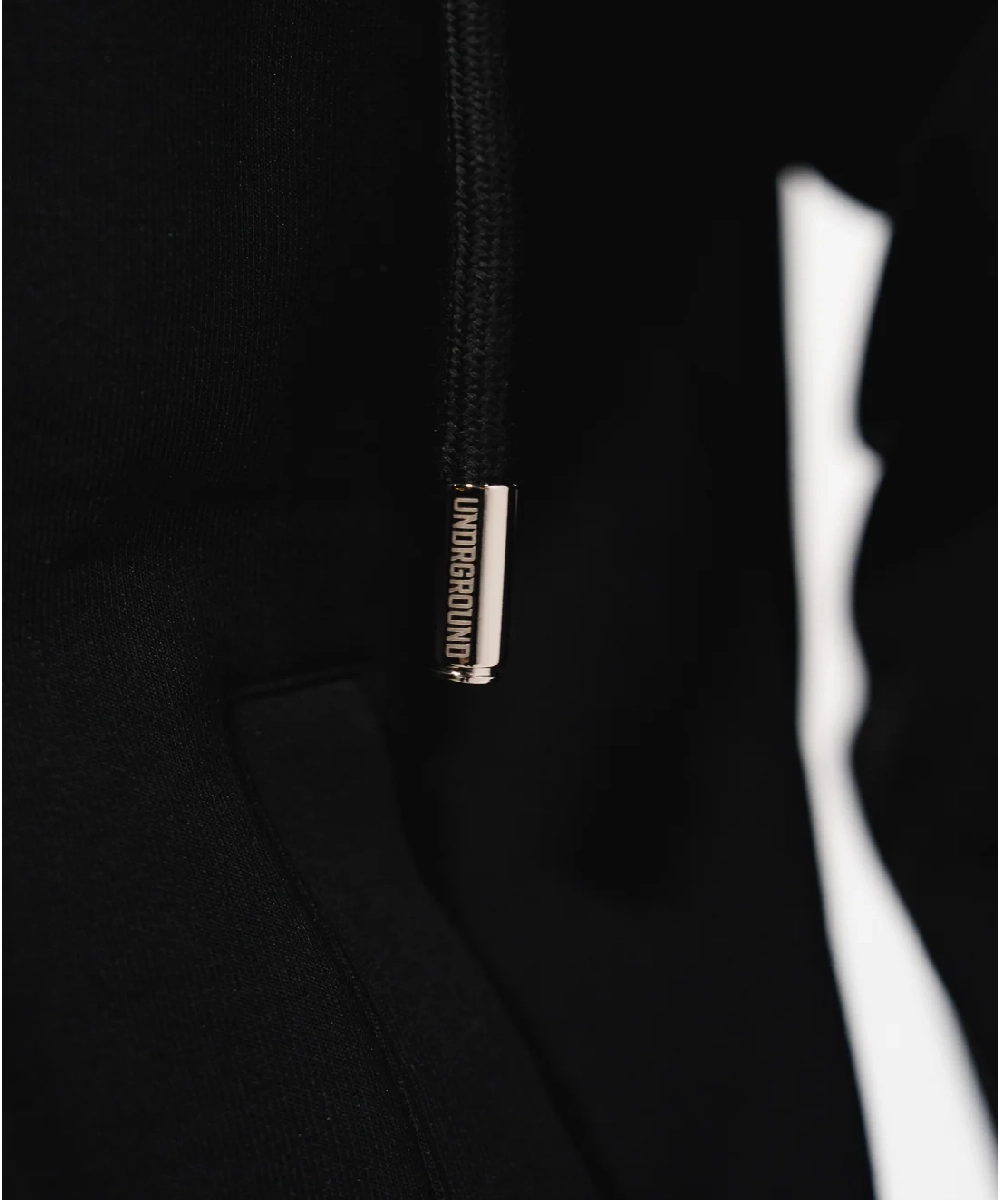 UNDRGROUND Black 3D Embroidered Trackpants warm fleece