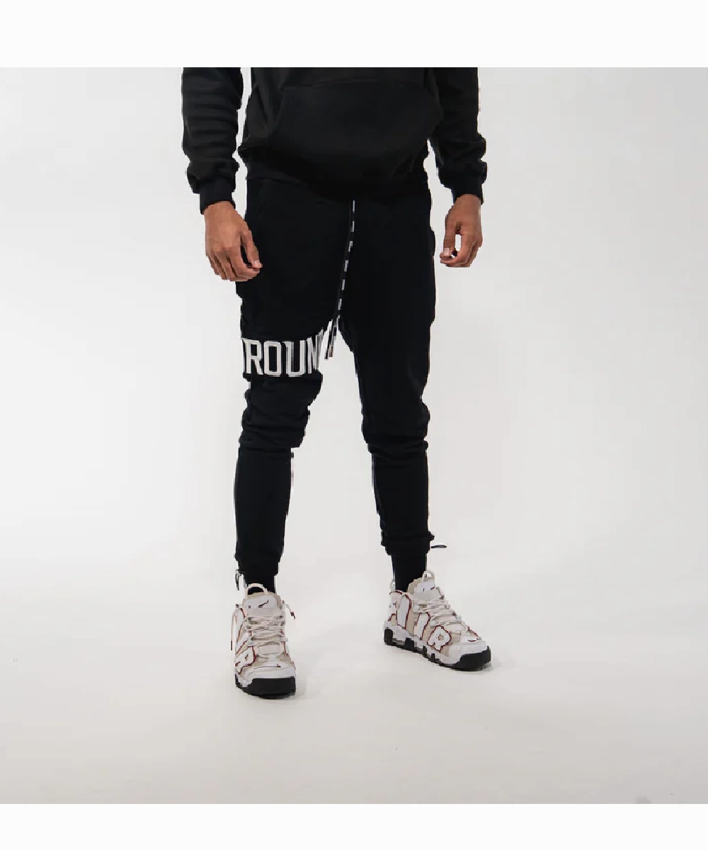Kid Play Pure Core UNDRGROUND Black 3D Embroidered Trackpants
