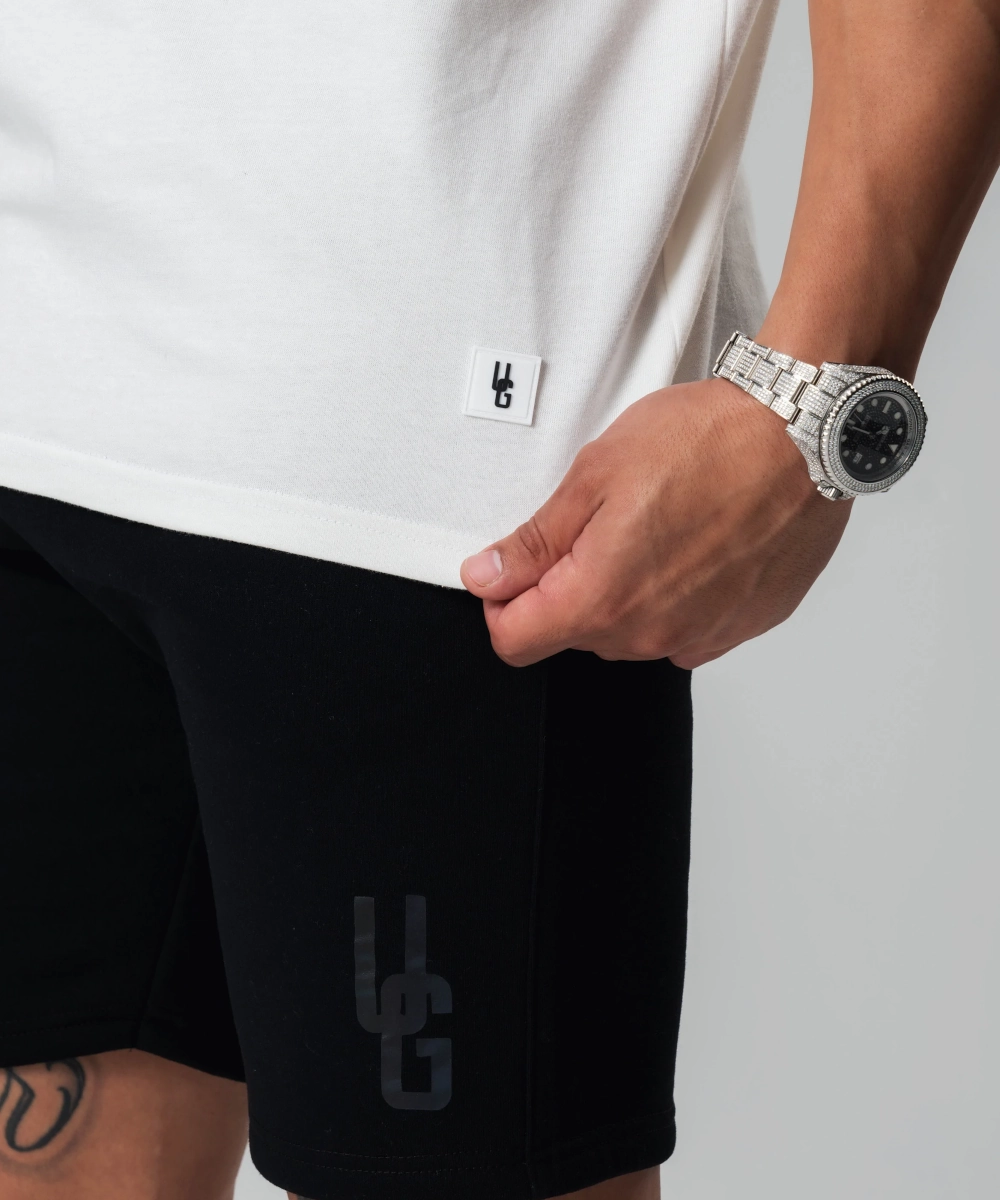 Road Look Firm Leather UNDRGROUND Cotton Shorts x Reflective Print (Black)