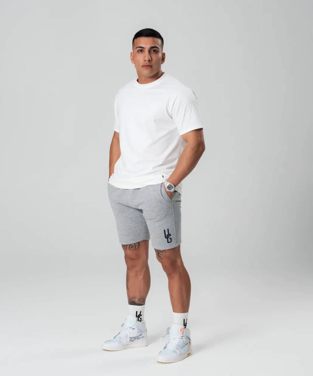 Sustainable Manufacturing Compression Fit UNDRGROUND Cotton Shorts x Reflective Print (Grey)