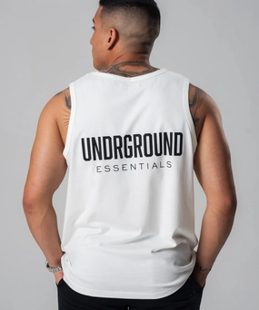 Adjustable drawstring UNDRGROUND Cotton Singlet (White)
