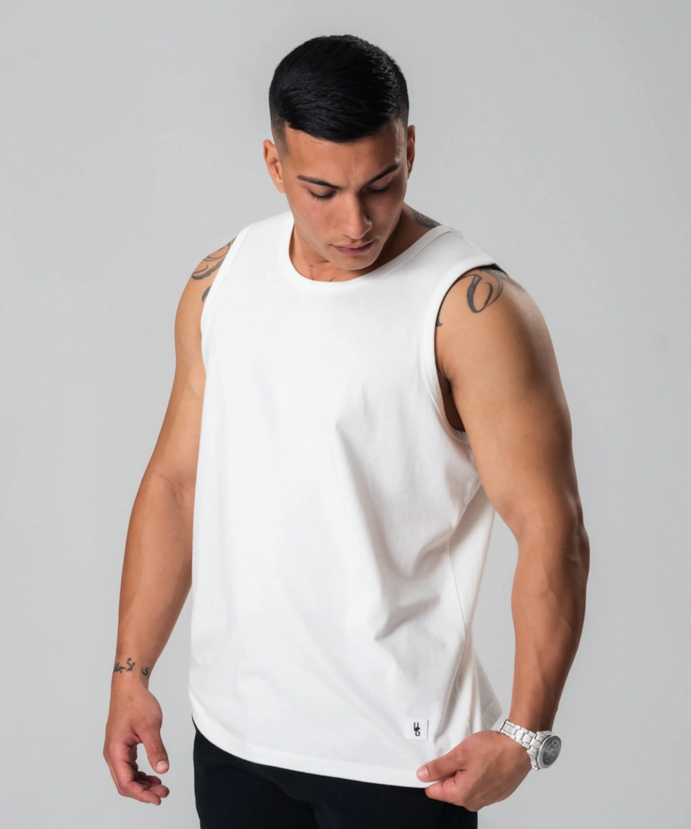 UNDRGROUND Cotton Singlet (White) Fame Glow