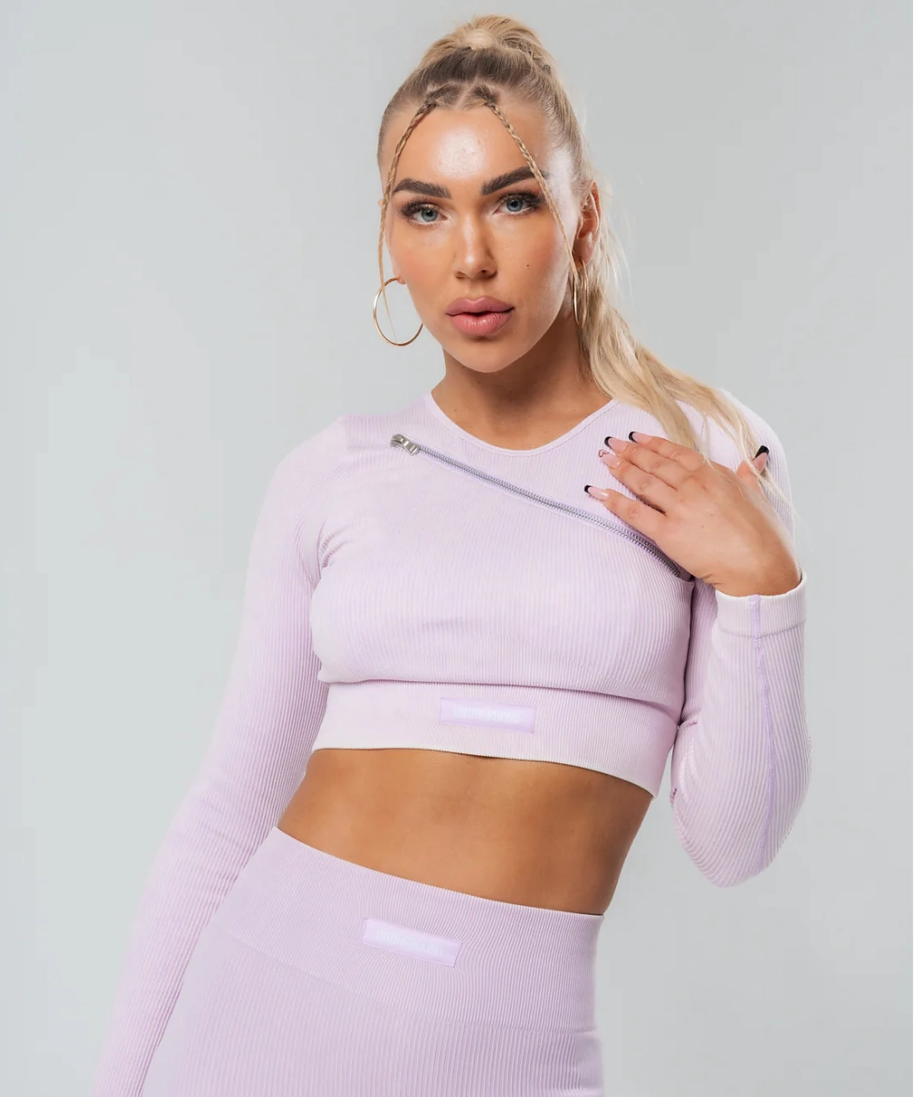 UNDRGROUND Cross Body Zip Crop (Dusty Pink) Functional Fit