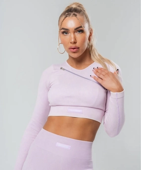 UNDRGROUND Cross Body Zip Crop (Dusty Pink) Functional Fit