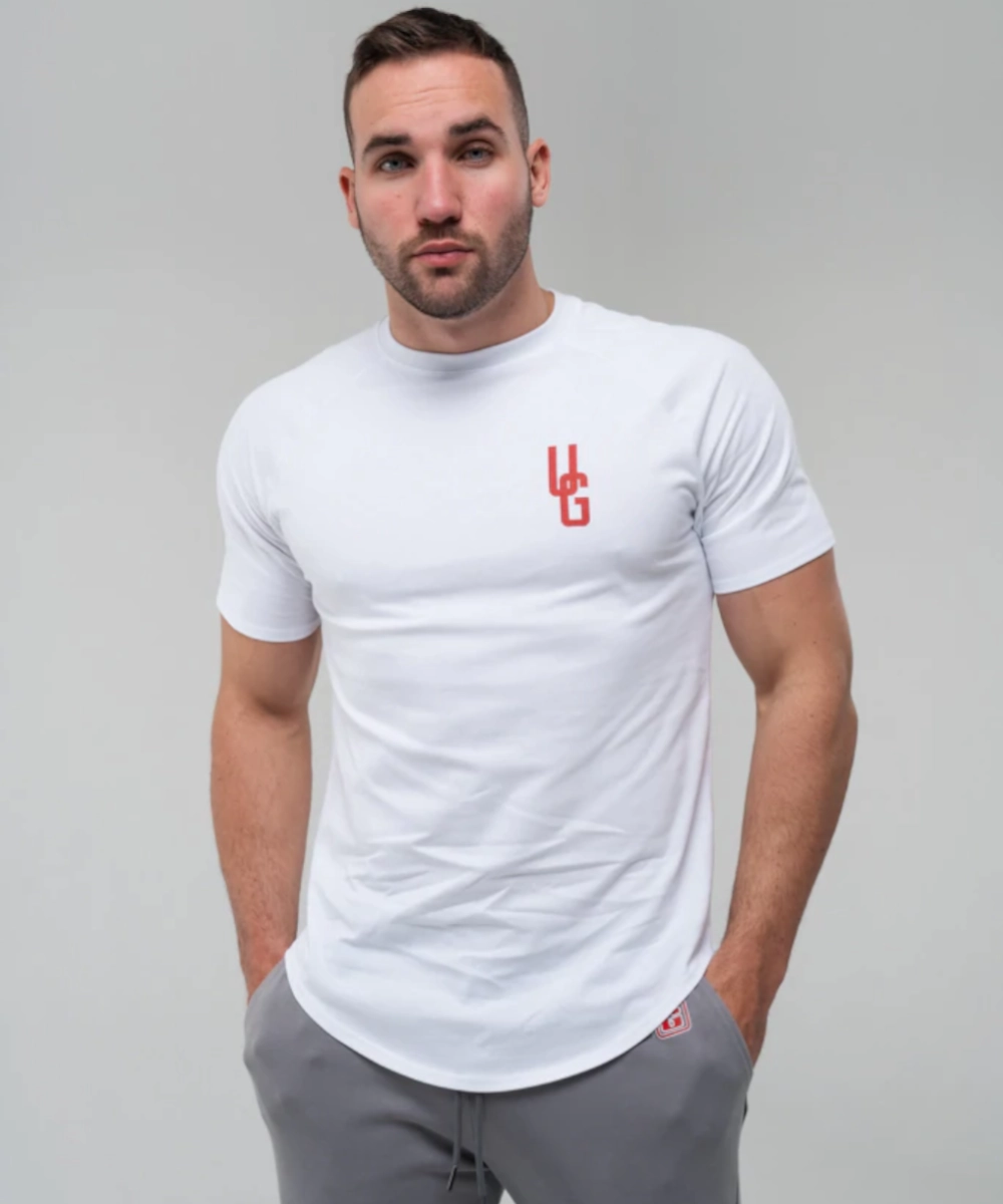 Elite Vibe UNDRGROUND Curved Tee Red Logo (White)