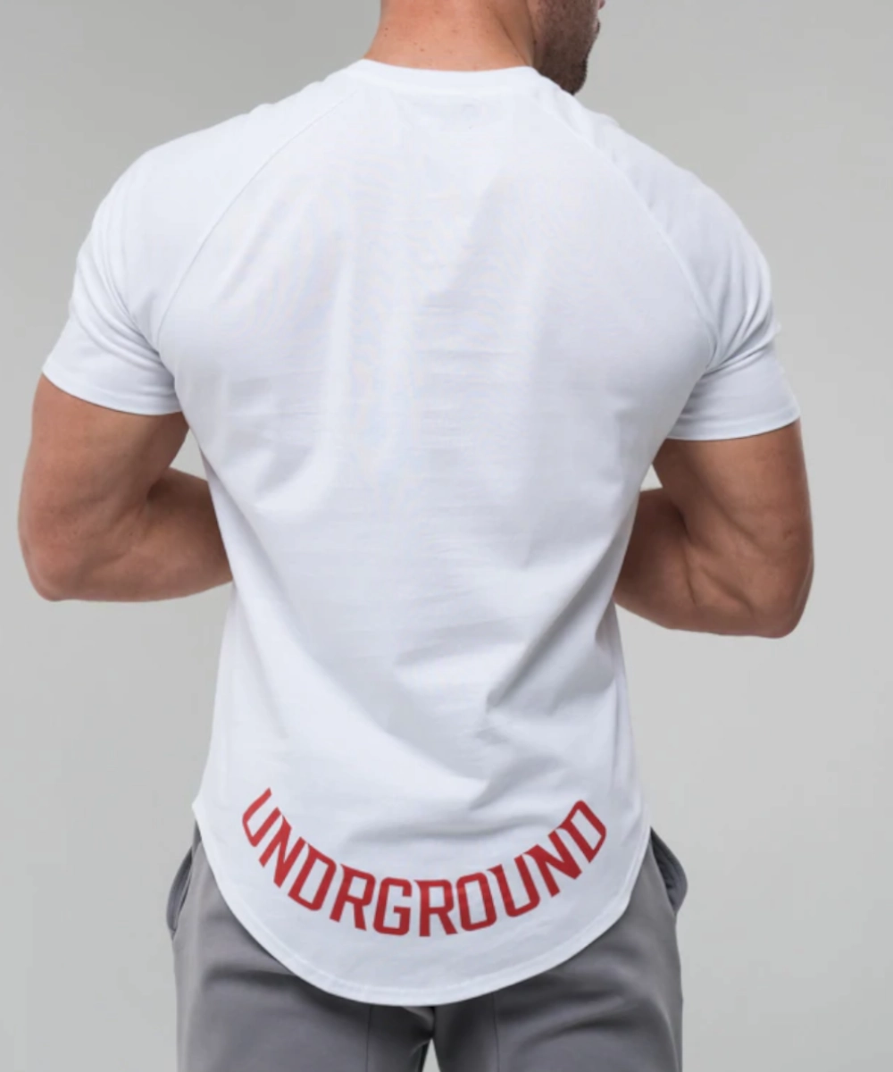 UNDRGROUND Curved Tee Red Logo (White) QuickReleaseClosure