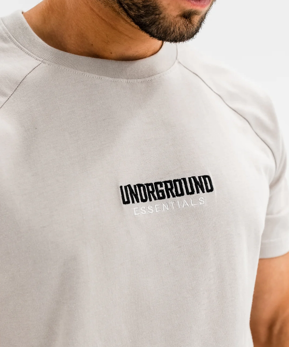 UNDRGROUND Curved Tee (Taupe/White) Smile Ease Concert Vibe