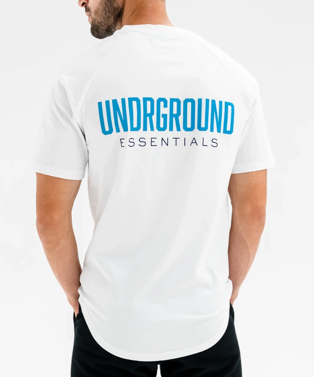 NonSlipTrims UNDRGROUND Curved Tee (White/Blue)