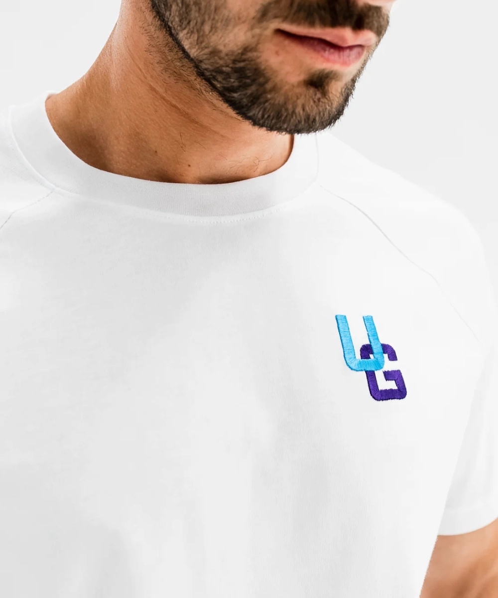 UNDRGROUND Curved Tee (White/Blue) Boho Light