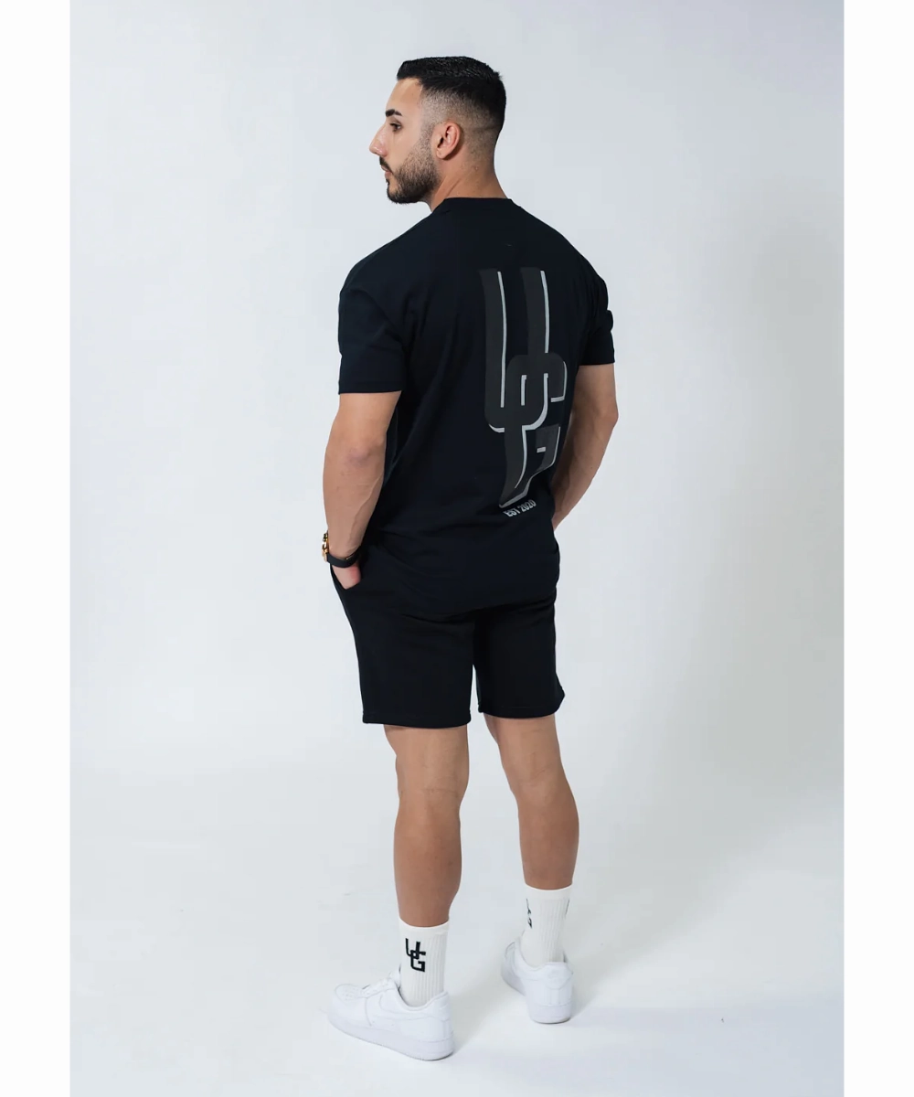 FlatlockSeaming UNDRGROUND Double Print Box Fit Tee (Black)