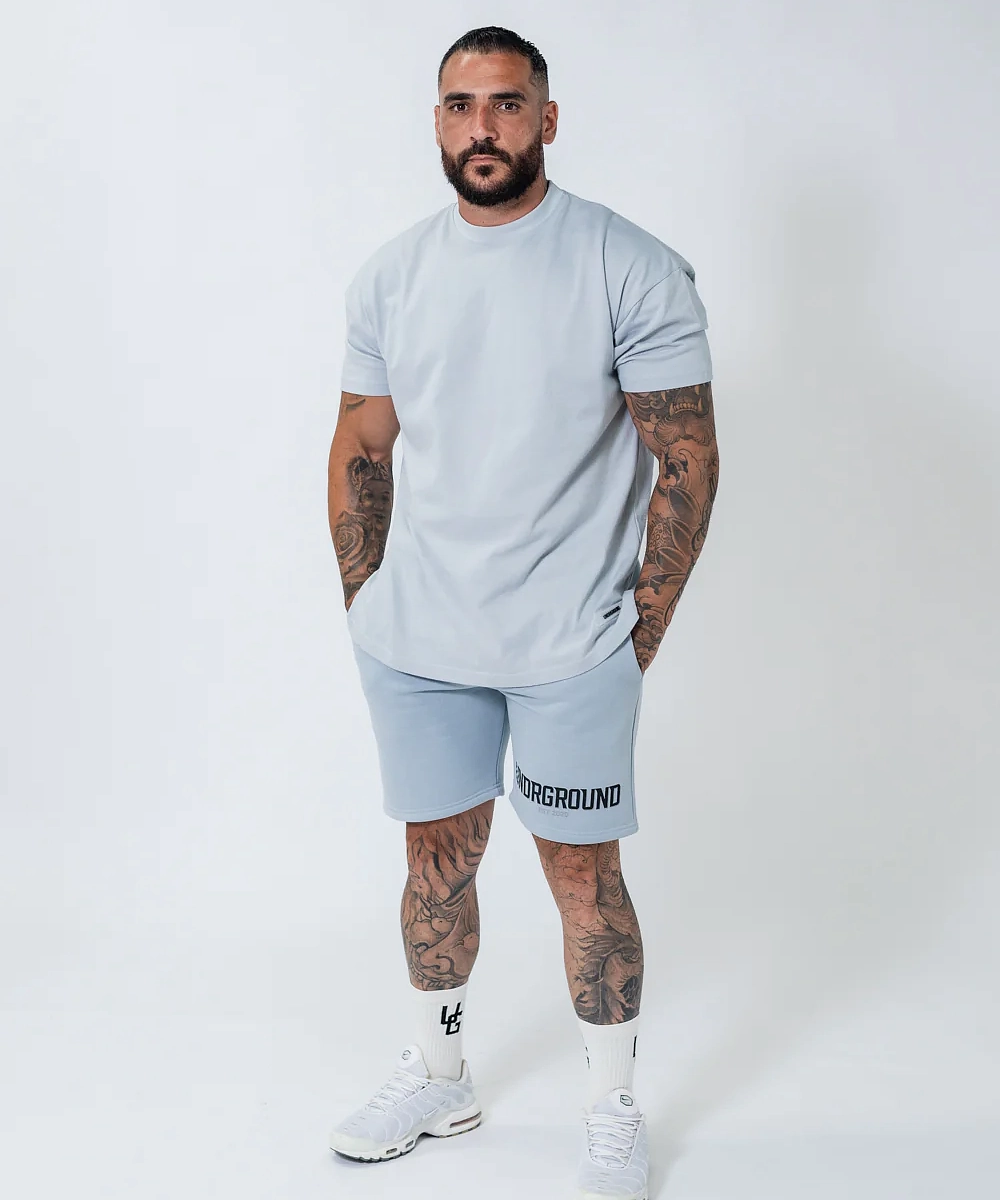 Heavy Silk Wool Fit UNDRGROUND Double Print Cotton Shorts (Powder Blue)