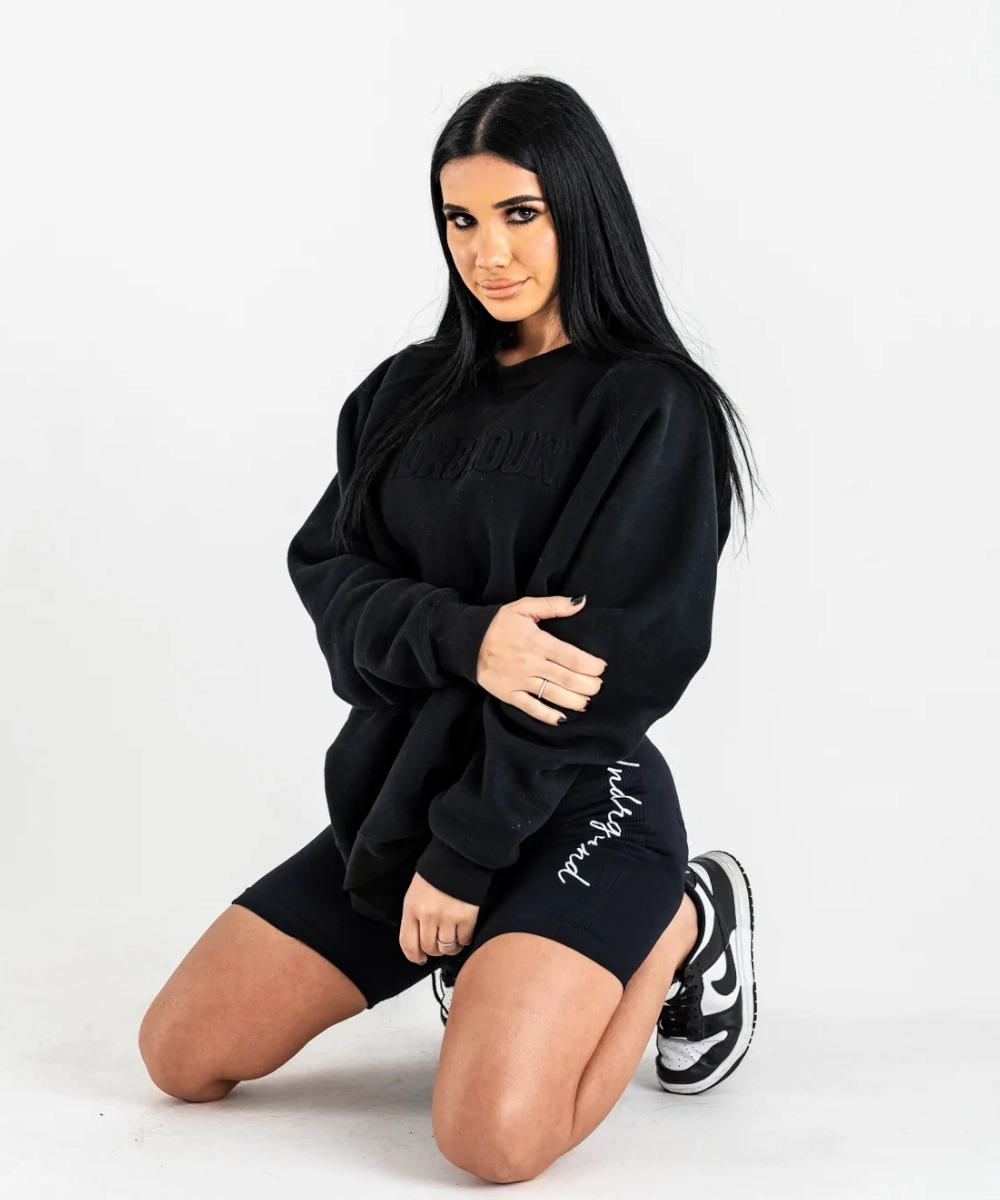 UNDRGROUND Embossed Crew Neck Sweater (Black) StaticFree Lining