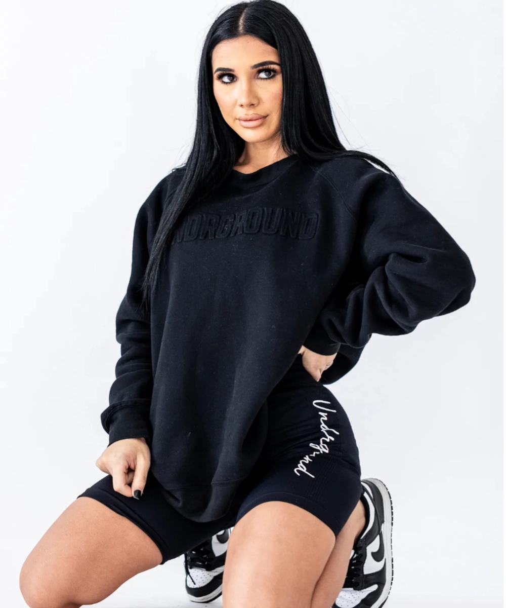 UNDRGROUND Embossed Crew Neck Sweater (Black) Fairy Core