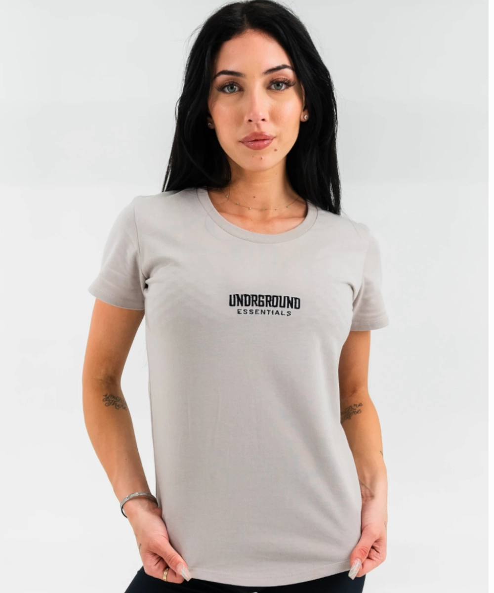 Daily Use QuickDrying Fiber UNDRGROUND Fitted Curved Tee (Taupe/Black)