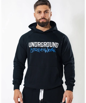 StretchableFabric NonIrritatingSeams UNDRGROUND Graphic Hoodie (Black)