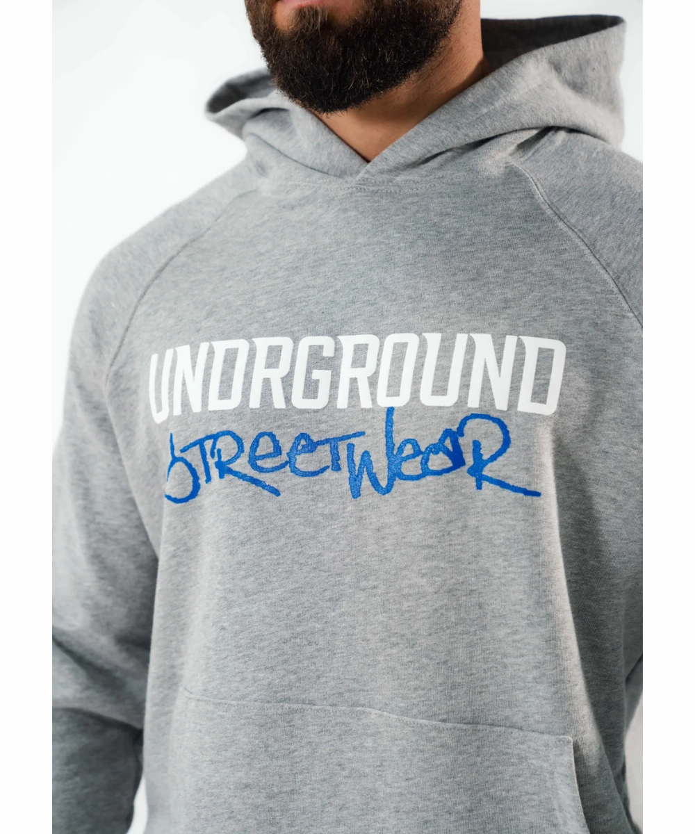 Drive Core Raw Linen UNDRGROUND Graphic Hoodie (Grey)