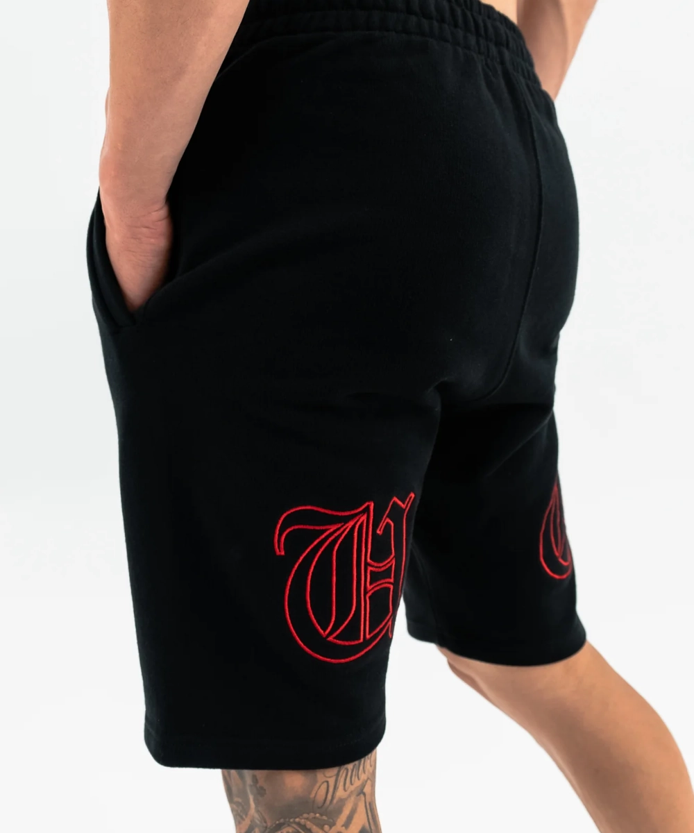 UNDRGROUND Heavy Weight Shorts (Black/Red) SweatAbsorbentLining Stretchable Waistband