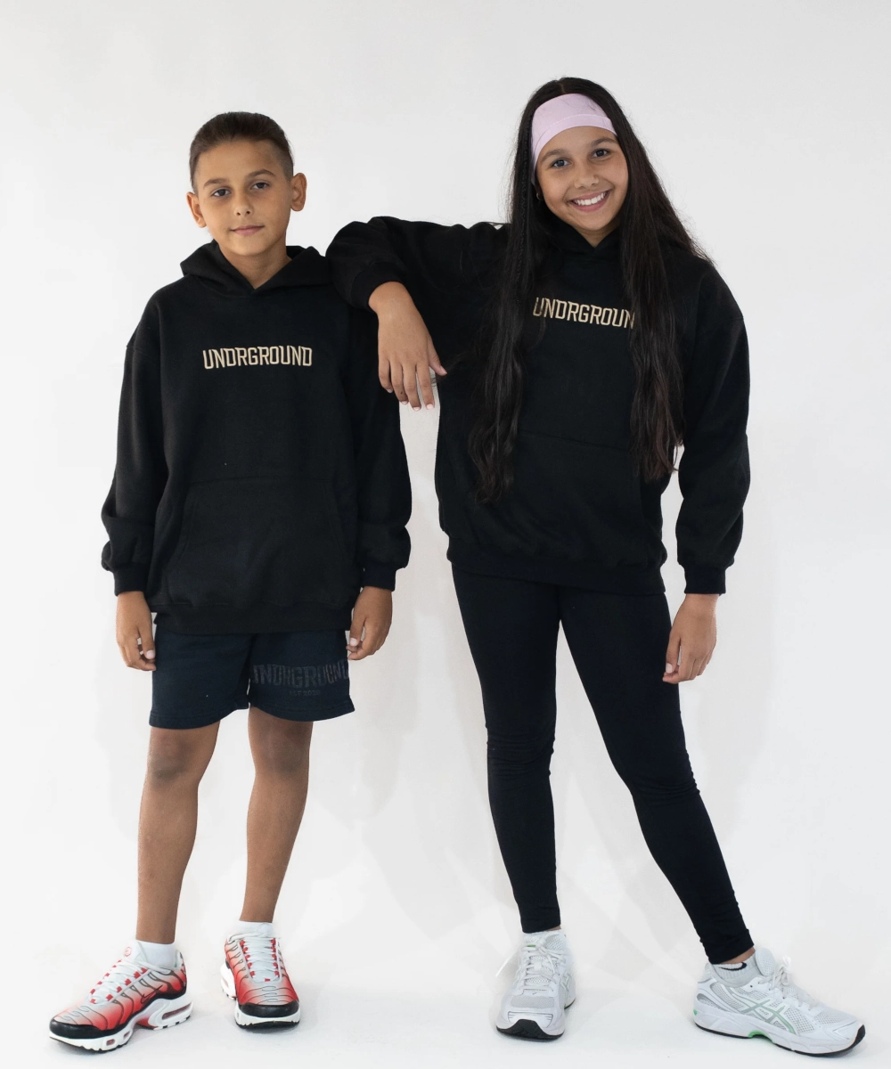Star Light UNDRGROUND Kids ??Moving In Silence?? Hoodie (Black/Tan)
