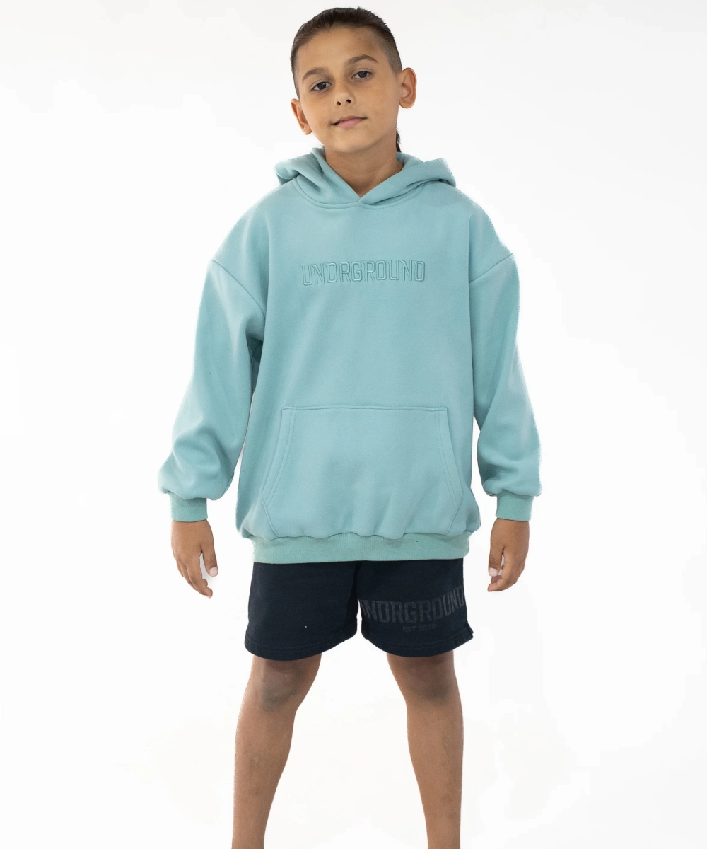 Boho Free TemperatureControlTechnology UNDRGROUND Kids ??Moving In Silence?? Hoodie (Steel Blue)