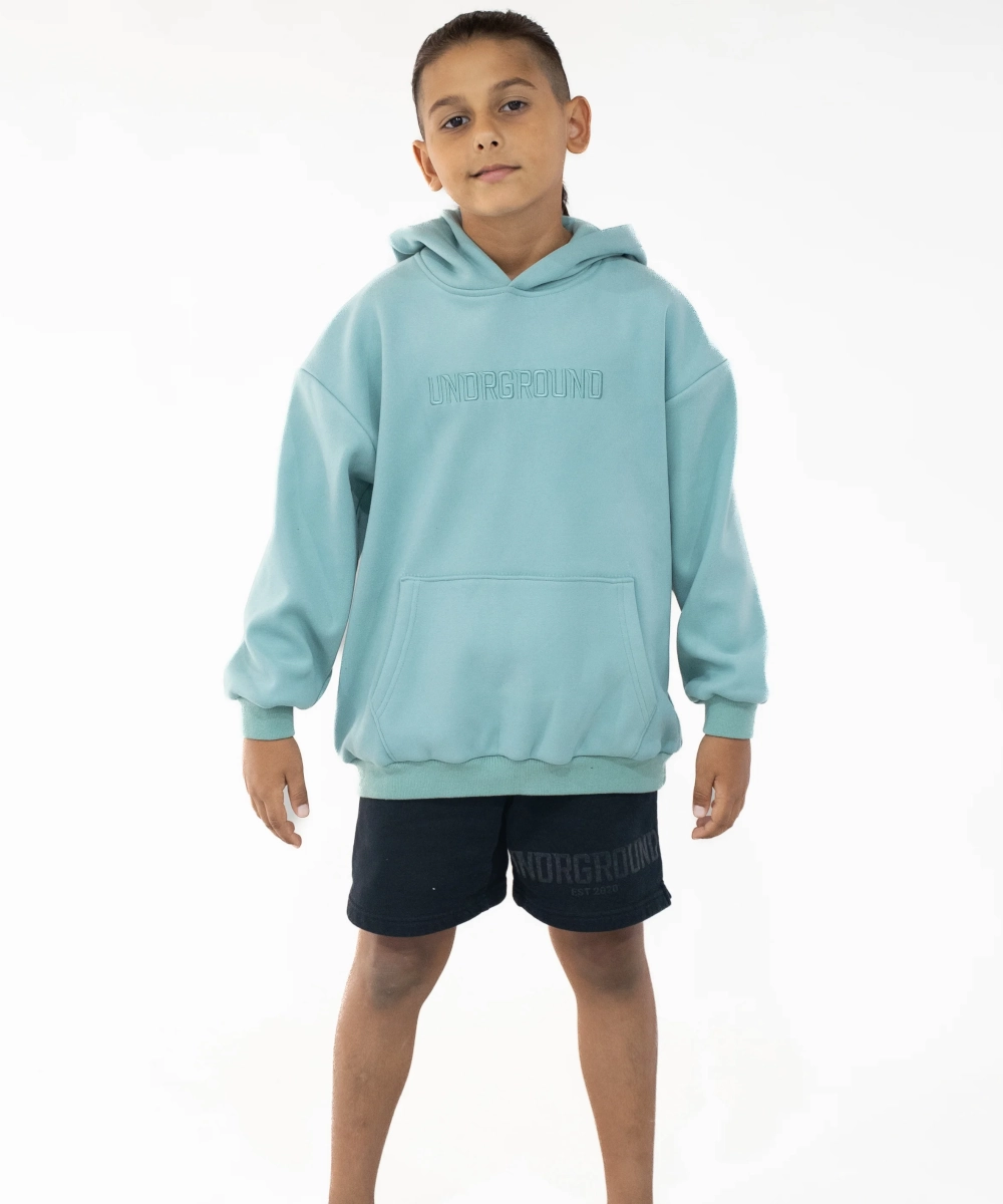 Dynamic Glow EcoFriendlyMaterial UNDRGROUND Kids ??Moving In Silence?? Hoodie (Steel Blue)