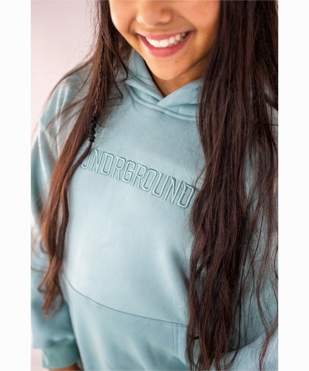british retro UNDRGROUND Kids ??Moving In Silence?? Hoodie (Steel Blue)