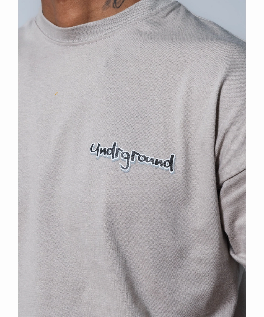 EasyAdjustStraps UNDRGROUND Leather Patch Tee (Taupe/Black)