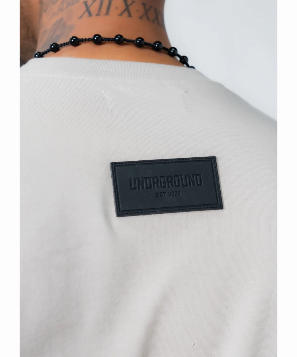 UNDRGROUND Leather Patch Tee (Taupe/Black) Flexible Joints