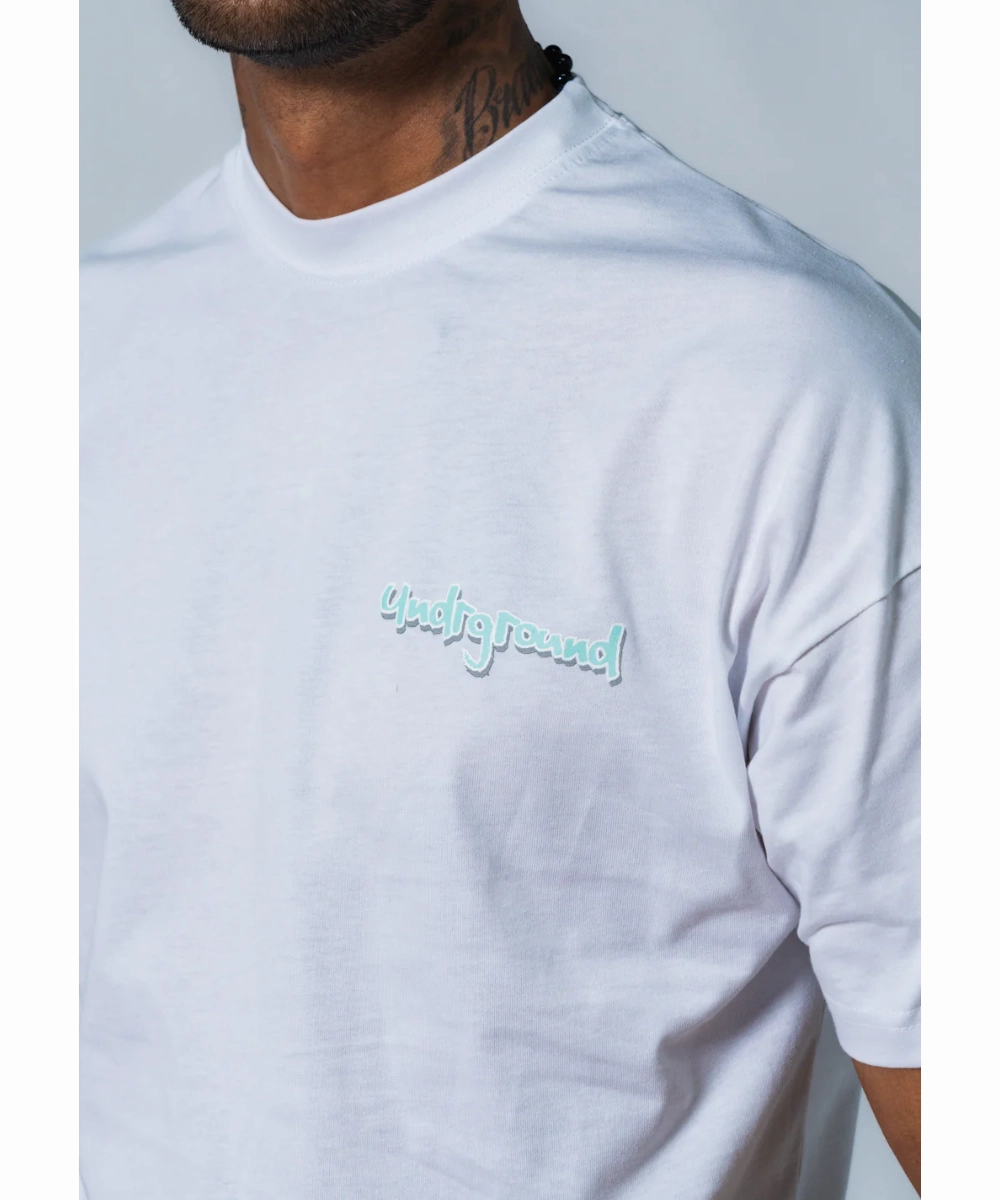 Creative Glow UNDRGROUND Leather Patch Tee (White/Blue)