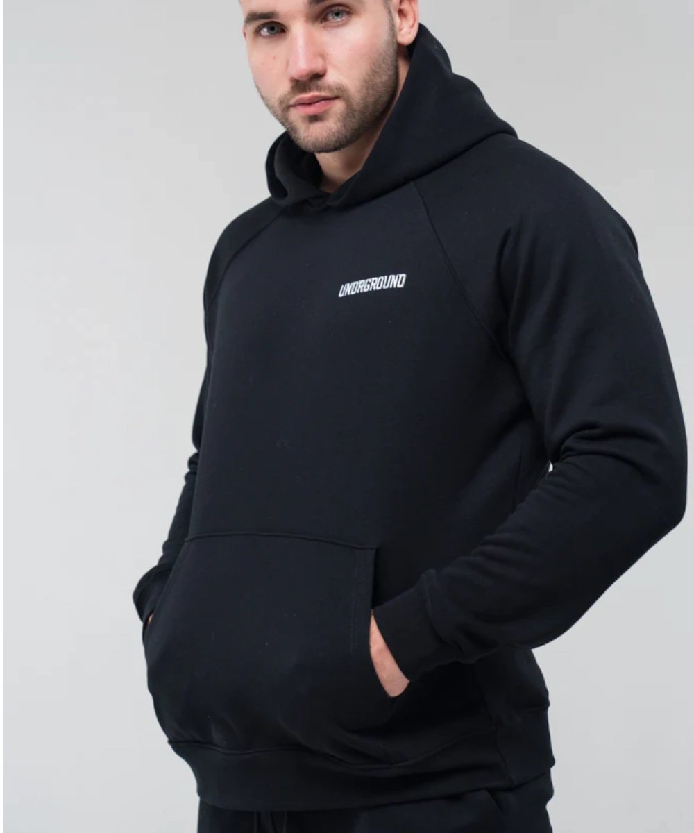 UNDRGROUND Logo Hoodie (Black) Reflective details Seamless transition