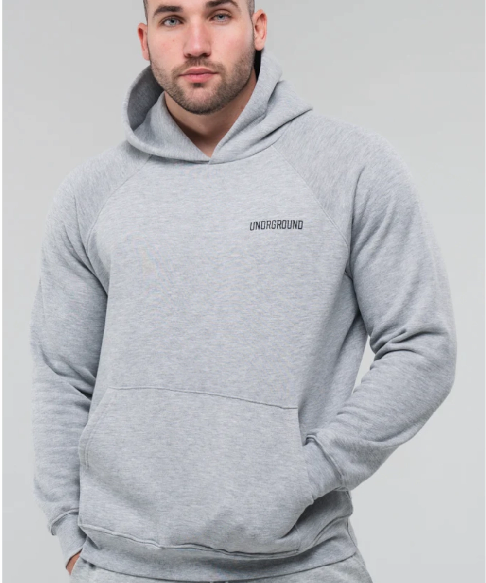 UNDRGROUND Logo Hoodie (Marble Grey) DoubleLayered SoftTouchFinish
