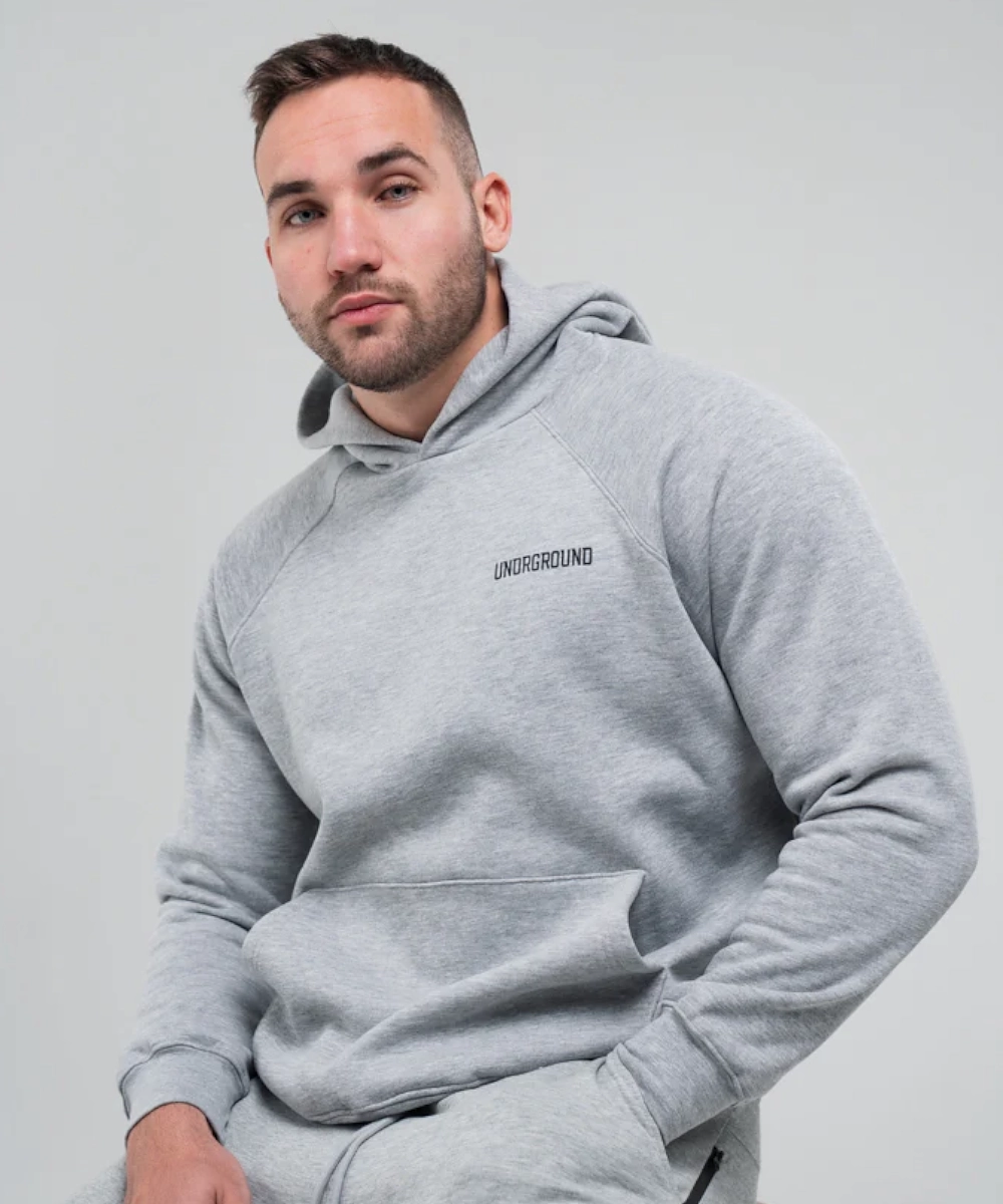 UNDRGROUND Logo Hoodie (Marble Grey) Focus Fit AntiPillingCloth