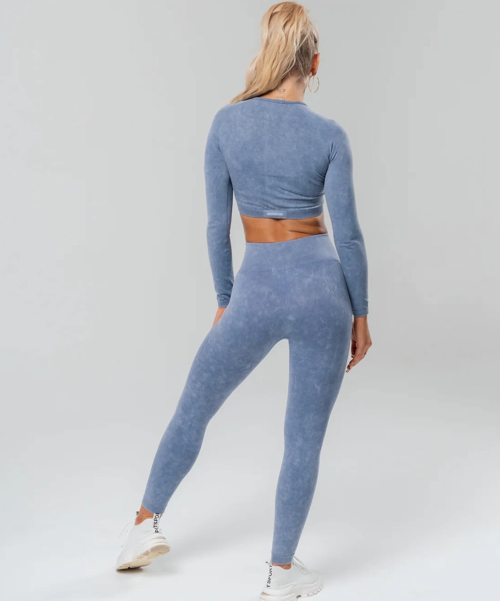Easy Wash UNDRGROUND Long Sleeve Zip Crop (Marble Grey)