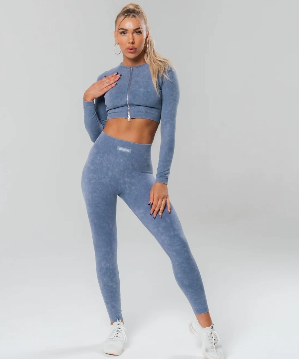UNDRGROUND Long Sleeve Zip Crop (Marble Grey) LayeredPaneling AllDayComfort