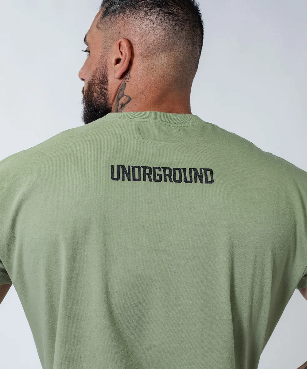 Reinforced Hem UNDRGROUND Oversized Box Fit Tee (Khaki)