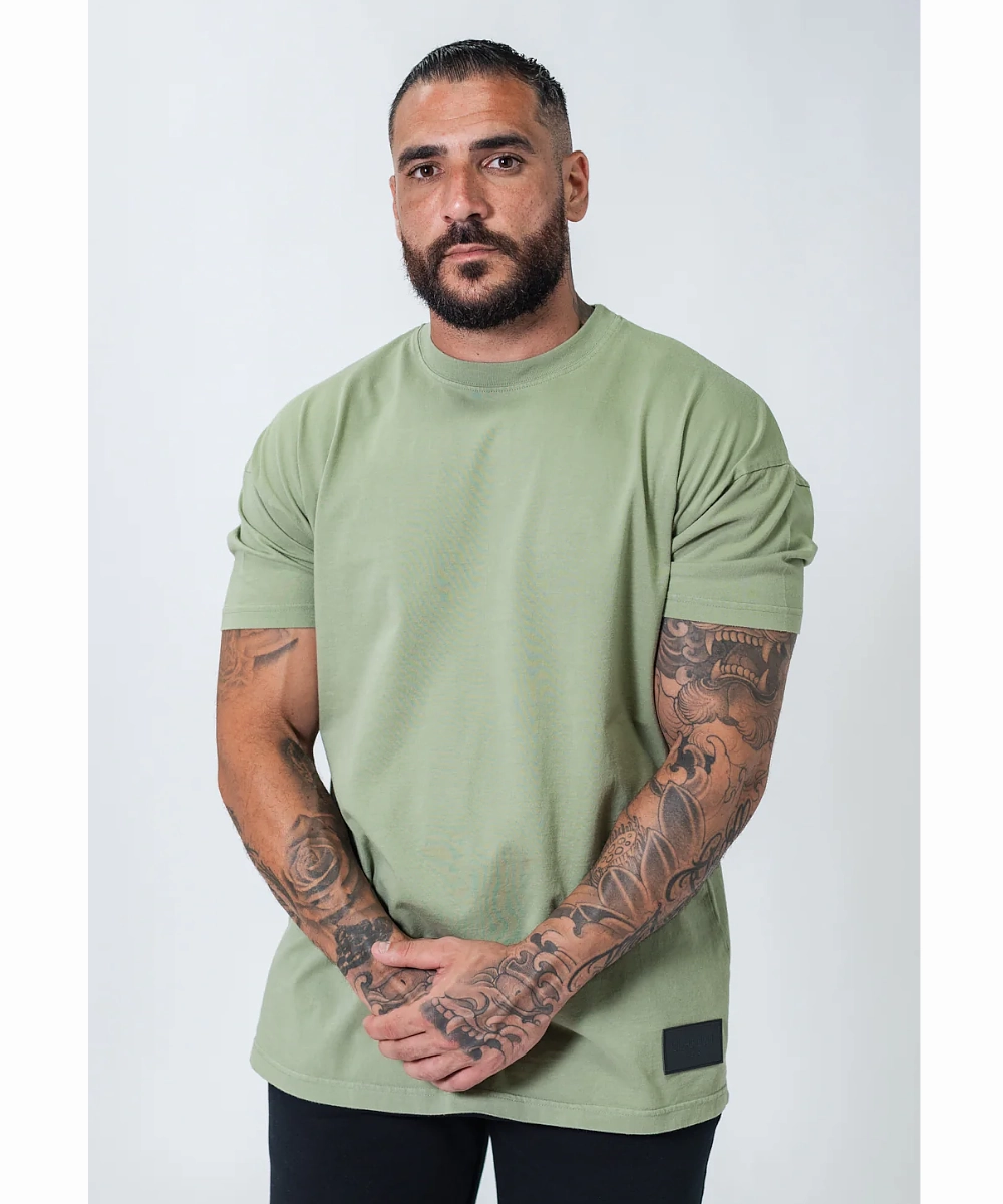 UNDRGROUND Oversized Box Fit Tee (Khaki) Sea Fit DoubleLayered Structure
