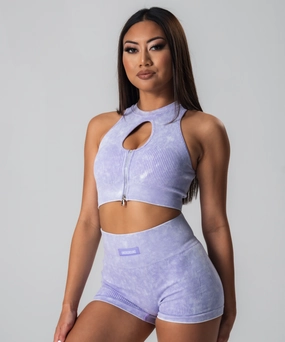 Screen Core Adjustable Straps UNDRGROUND Ribbed Crop Top (Lilac)