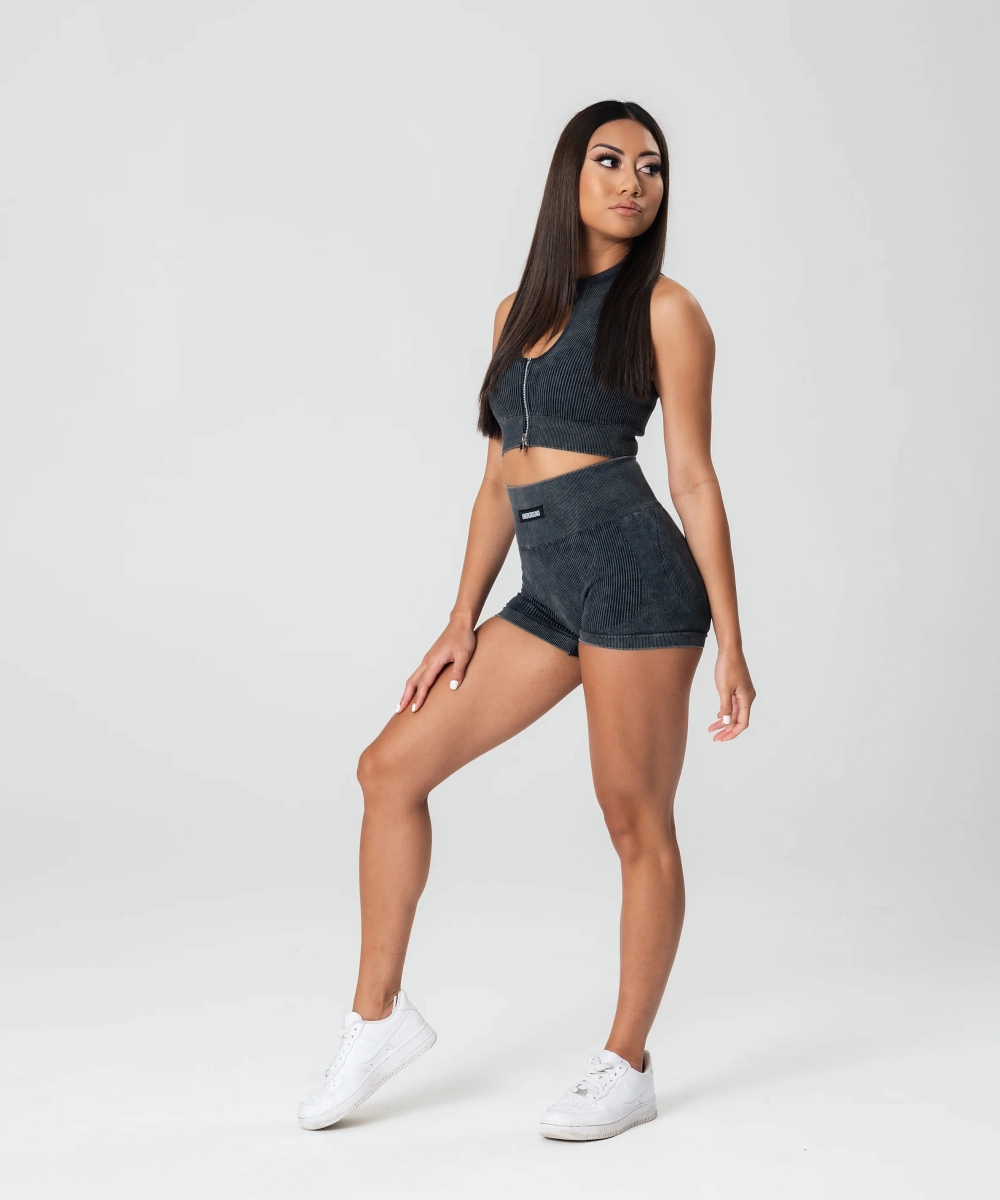 Sharp Cut EcoFriendly Material UNDRGROUND Ribbed Shorts (Black)