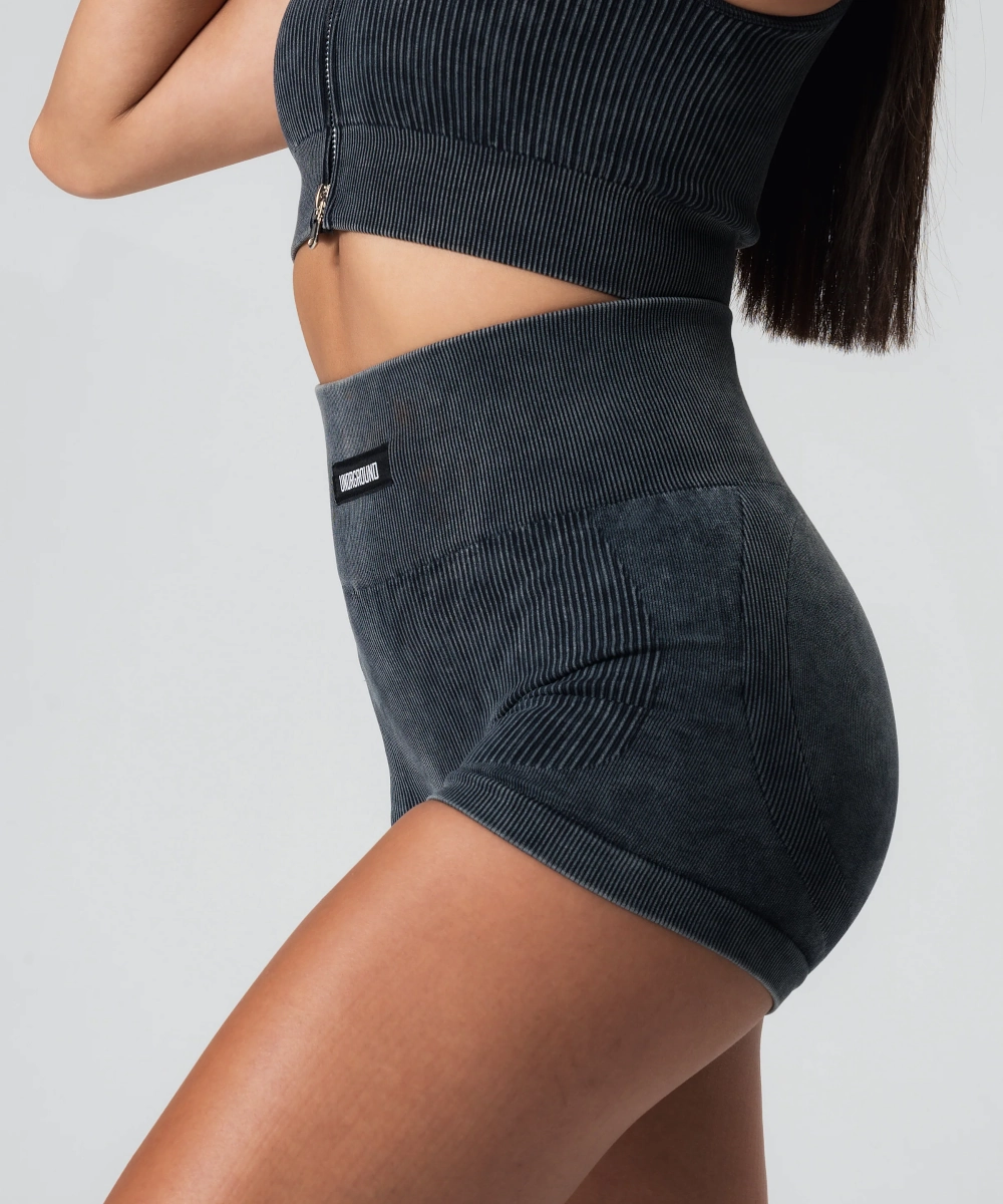 UNDRGROUND Ribbed Shorts (Black) GridTexture Lightweight Composite