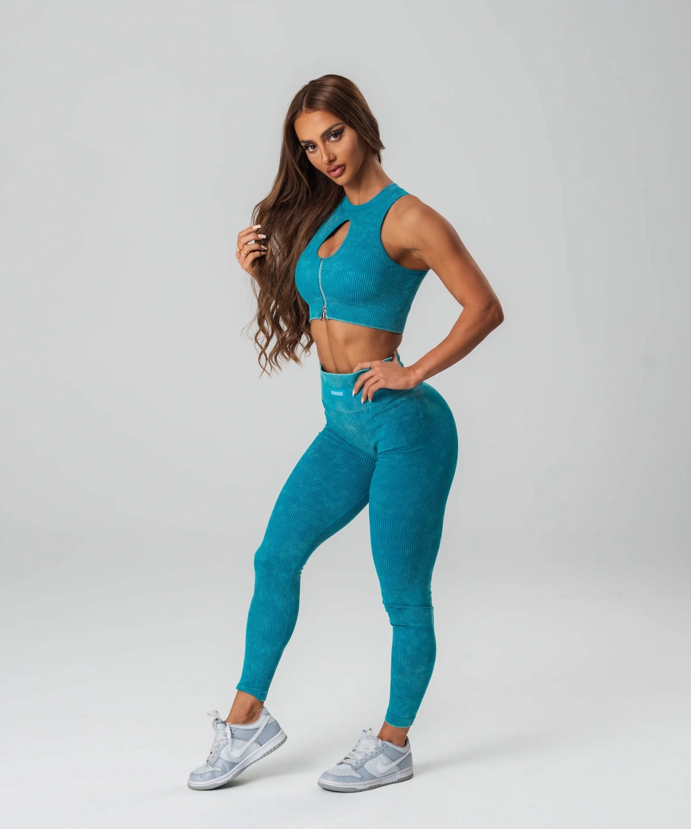 UNDRGROUND Ribbed Tights (Teal) Moon Beam