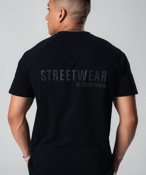 Suede Mood Snug fit UNDRGROUND Straight Tee x Reflective Print (Black)