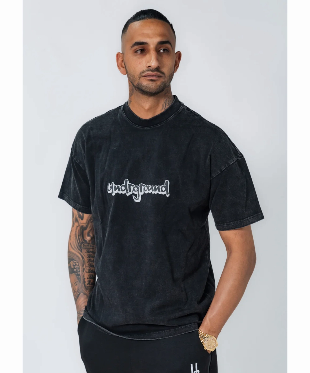 Vented Panels UNDRGROUND Wash Puff Print Tee (Black Acid)