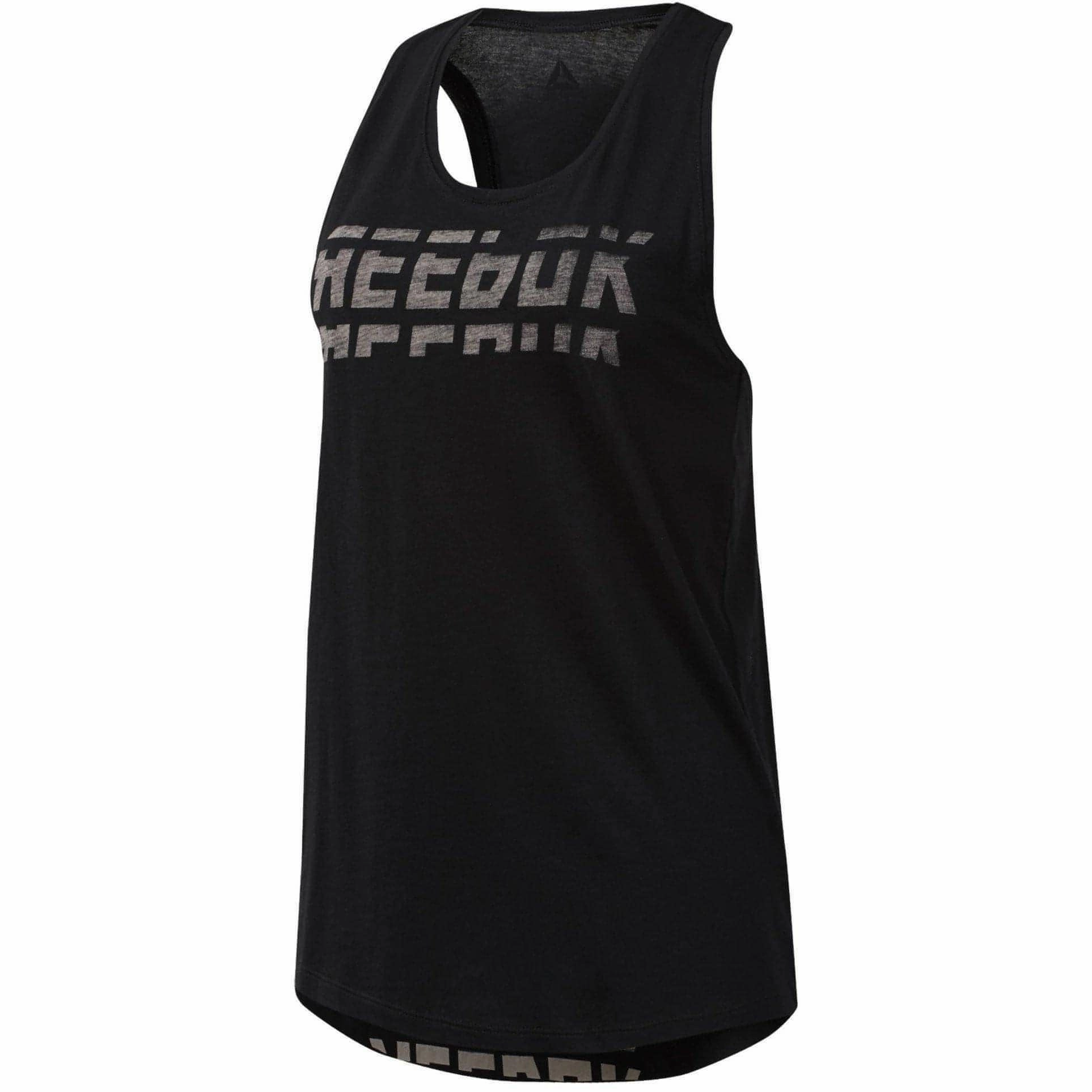 FormFitting Cut Reebok Workout Ready Meet You There Womens Training Vest Tank Top - Black