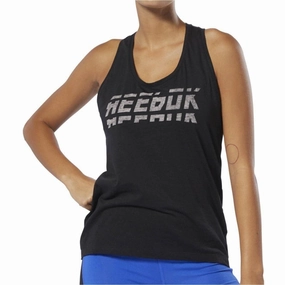 Reebok Workout Ready Meet You There Womens Training Vest Tank Top - Black Fall Core UVProtective Coating