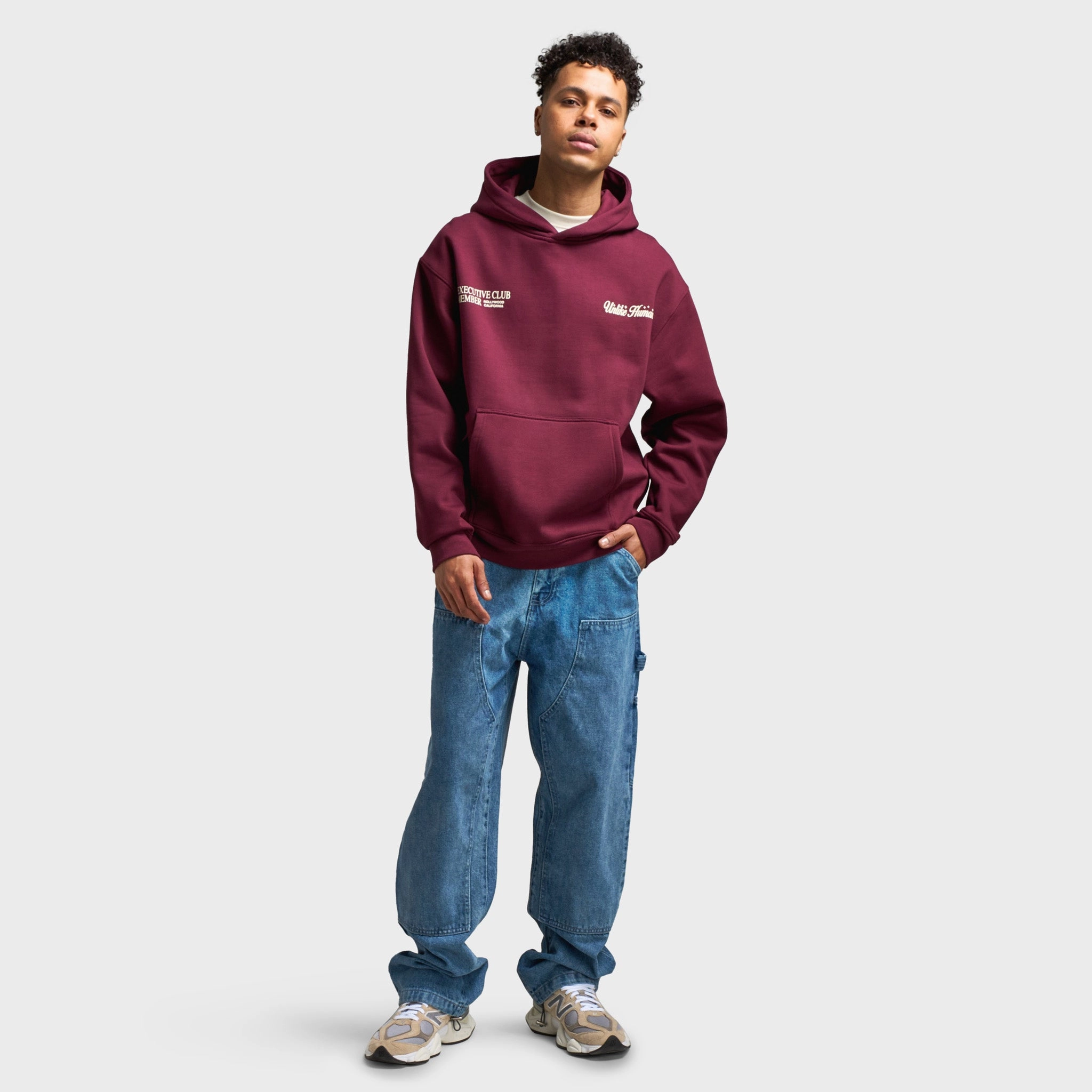 Unlike Humans Fremont Pullover Hoodie / Windsor Wine Contoured Back Panel